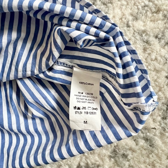 DO+BE | Blue Striped Off-Shoulder Top | size M - Picture 7 of 10